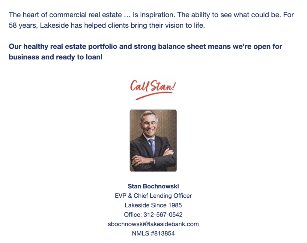 Inspired Commercial Real Estate Lakeside Bank